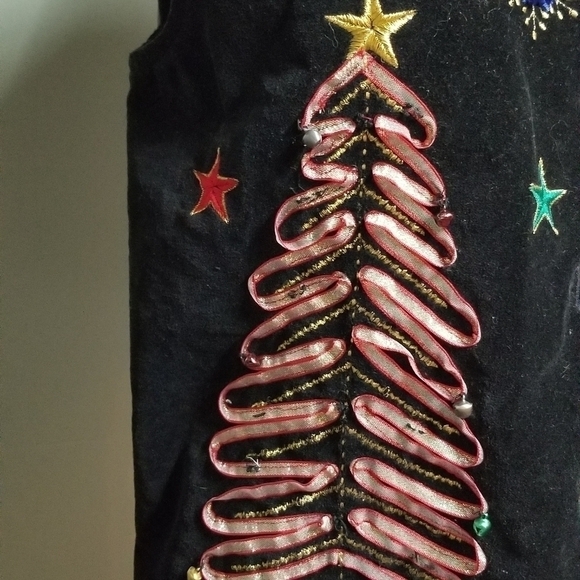 Dress barn size 8 Christmas vest tree packages  stars festive - Picture 4 of 8
